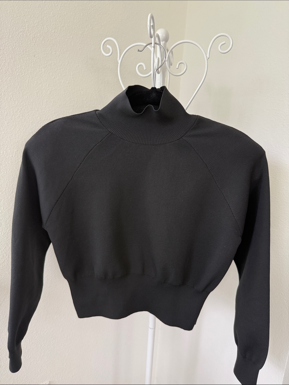 Zara Black Ribbed Mock Neck Sweater